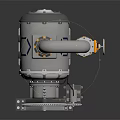 Industrial Mechanical Equipment Featuring Pipes Gears Yellow Valve Handle And Hexagonal Base Structure