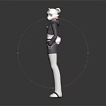 Anthropomorphic Bear Character 3D Model With White Fur Gray Outfit Shorts Long Socks And Sandals
