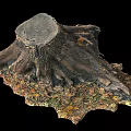 Rustic Tree Stump Decorative Piece With Colorful Fallen Leaves And Natural Texture 3d model