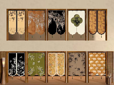Traditional Style Curtains With Various Decorative Patterns And Colorful Designs For Home 3d model