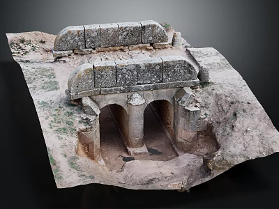Ancient Roman Arch Ruins With Stone Blocks And Vaulted Structure Details 3d model
