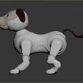 White Robot Dog Toy with Brown Ears Tail and Blue Eyes Mechanical Pet Figure