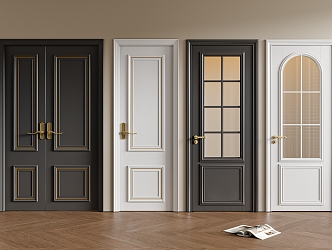 French Single Door Bathroom Door Entry Door 3d model