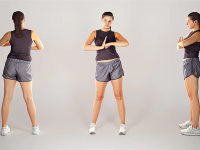 Woman in Sportswear Performing Exercises from Different Angles Indoors 3d model