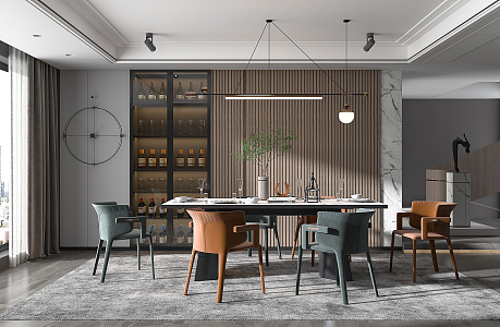 Modern Restaurant Dining Table and Chair Combination 3d model