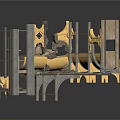 Intricate Scene Structure With Wooden Frames Stone Elements And Decorative Accents