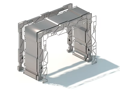 Modern Technology Exhibition Hall Featuring Metal Frame Architectural Structure And Display Entrance 3d model