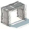 Modern Technology Exhibition Hall Featuring Metal Frame Architectural Structure And Display Entrance 3d model