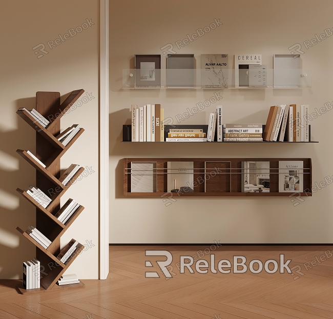 Bookshelf wall-mounted books model