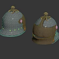 Two Antique Metal Helmets With Decorative Tops And Riveted Edges On Shiny Surface