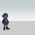 Decorative Ornament Set Featuring Kaws Figure In Brown Sweatshirt And Shorts Against Yellow Background