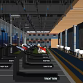 Modern Fitness Gym With Trotter Treadmills Track Lines And Large Screens