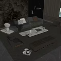 Modern Sofa and Coffee Table Set with Marble Top Pillows Chairs and Ottoman 3d model