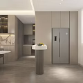 Modern Living And Dining Room Interior Design With Beige Sofa TV Wall And Floor Lamp