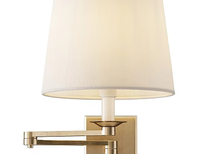 Modern Wall Sconce With White Fabric Shade And Brass Metal Arm Design 3d model