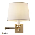 Modern Wall Sconce With White Fabric Shade And Brass Metal Arm Design
