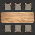 Modern Wooden Dining Table Set With Six Upholstered Chairs And Simple Design