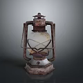 Vintage Rustic Kerosene Lamp With Glass Shade Metal Frame And Rustic Base