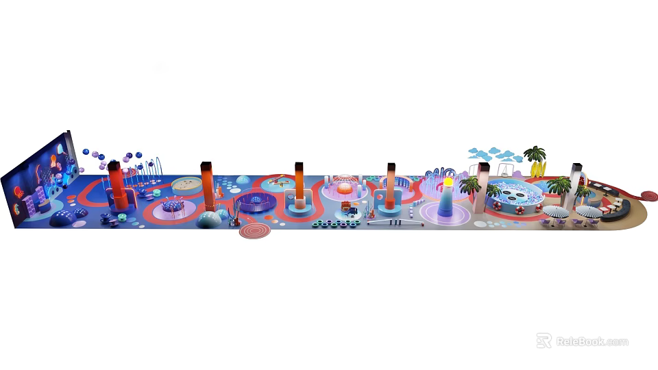 Outdoor Playground Equipment With Colorful Slides Rotating Platforms And Interactive Play Structures 3d model 