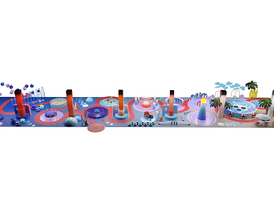 Children's entertainment area ocean beach turntable seesaw interactive microphone rocking music 3d model