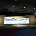 Lenovo Modern Display Space Featuring Large Chinese Landscape Painting Curved Walls And Recessed Lighting