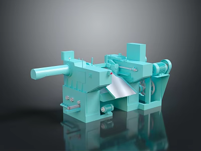Blue Industrial Mechanical Equipment With Rolling Components And Operational Panels For Manufacturing Use 3d model