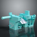 Blue Industrial Mechanical Equipment With Rolling Components And Operational Panels For Manufacturing Use