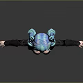 3D Anime Character Model With Blue Green Pigtails And Black Outfit Boots
