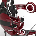 Red Mechanical Gaming Seat With Ergonomic Design And Circular Armrests