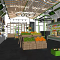 Organic Local Grocery Store With Fresh Produce And Handmade Products On Wooden Displays