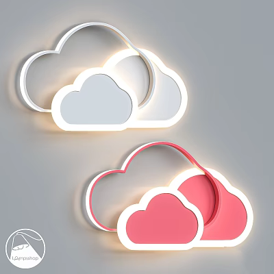 Modern Cloud Shaped Wall Lamps White and Pink Ambient Lighting for Home Decor 3d model