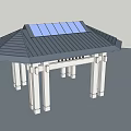 Traditional Style Pavilion With Black Roof Solar Panels And White Pillars