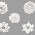 White Ceiling Medallions With Different Ornate Floral Patterns For Decorative Lighting 3d model