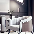 Elegant Curved Sofa and Coffee Table Set with Pleated Design and Floor Lamp