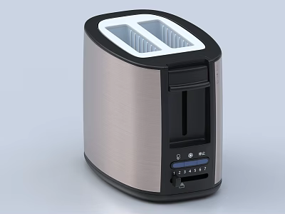 Two Slice Stainless Steel Toaster With Black Accents And Modern Control Panel 3d model