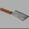 Practical Kitchen Cleaver With Wooden Handle Metal Blade Rivet And Hole Design