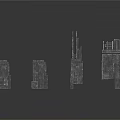 Detailed 3D Stone Castle Scene Components With Various Shapes And Structures