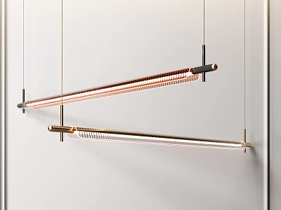 Modern Linear Pendant Lights with Copper Metal Finish and Contemporary Hanging Design 3d model