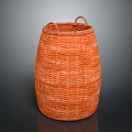 Pet Designed Orange Woven Basket with Handles on Dark Gradient Background