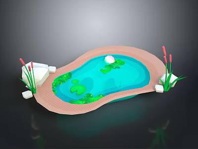Reservoir Dam Pond Pond Hut House Cartoon House Animation House Animation House 3d model