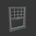 Old Broken Window With Cracked Glass And Weathered Peeling Frame 3d model