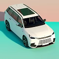 White SUV Car Featuring Panoramic Sunroof Black Wheels Modern Design And Aqua Pink Background
