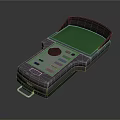 Handheld Device With Silver Metal Casing Green Panel Buttons And Portable Clip