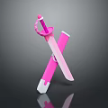 Pink Decorative Sword With Matching Sheath Crossed On Glossy Black Background