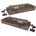 Modern Multi-person Sofa Living Room Sofa Leather Sofa Modular Sofa Combination Sofa Three-person Sofa Exploded Side-table Stainless Steel Side-table 3d model