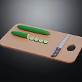 Fresh Whole and Halved Cucumber Sliced on Wooden Cutting Board with Knife