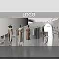 Modern Clothing Store Interior With Mannequins In Dresses And Display Racks