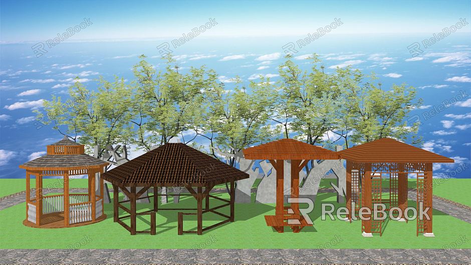 New Chinese Style Pavilion Wooden Pavilion Anticorrosive Wooden Pavilion Landscape Pavilion model