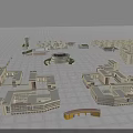 Various School Buildings Featuring Different Structures Circular Design And Green Spaces In Campus Layout 3d model