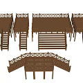 Wooden Landscape Bridge Models With Various Designs Stairs Railings And Platform Structures